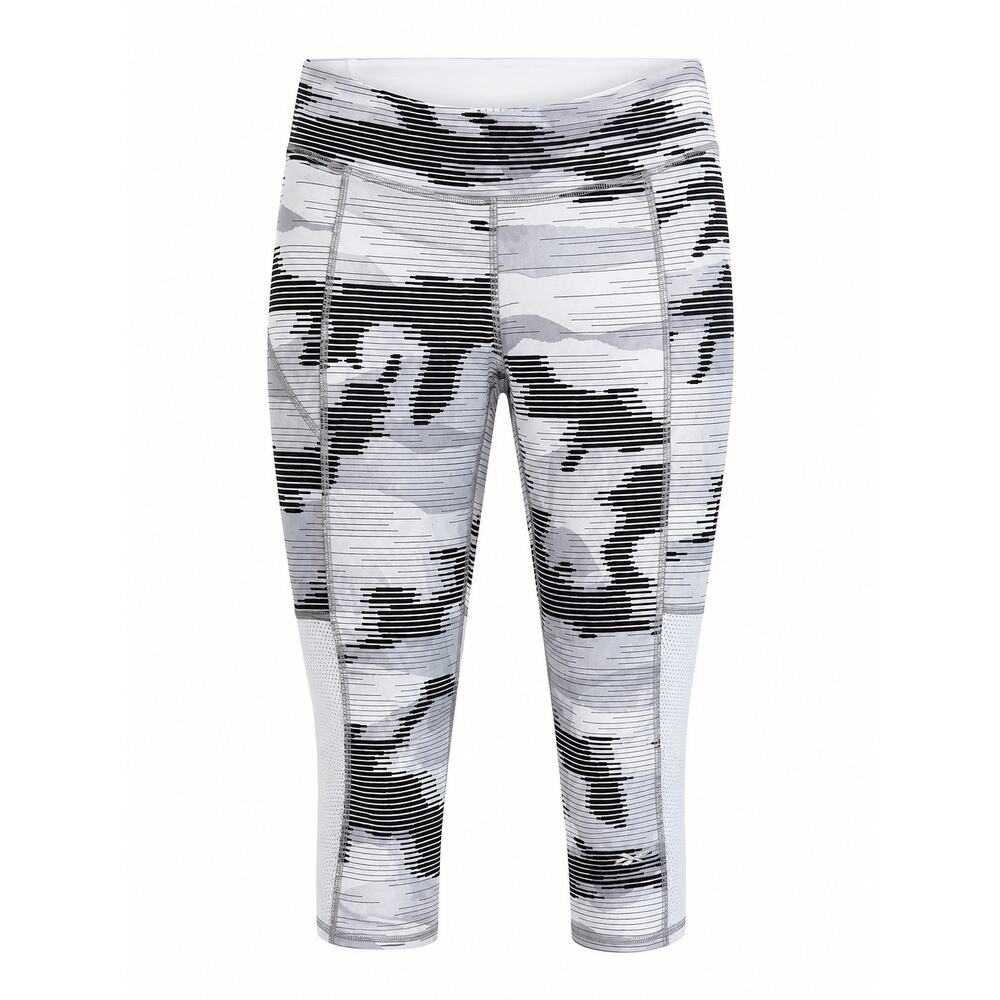 Reebok Speedwick Capri Leggings Women’s M Gray Black Camo Athletic Workout Pants